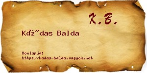 Kádas Balda névjegykártya
